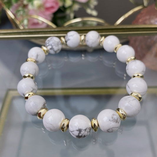Howlite bracelet (Howlite, 10mm.For peace, harmony and mind.)