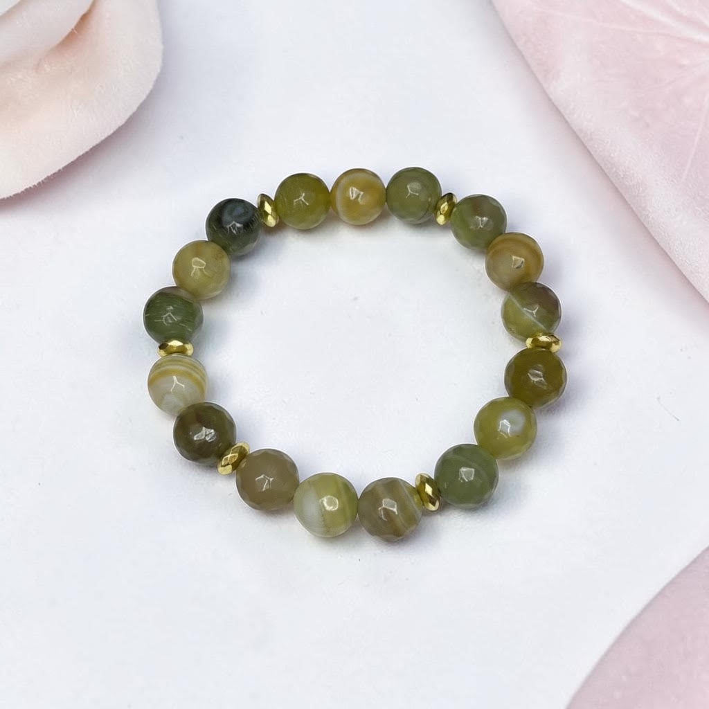Ahāta rokassprādze (Ahāts tonēts, slīpēta forma 10mm.)
