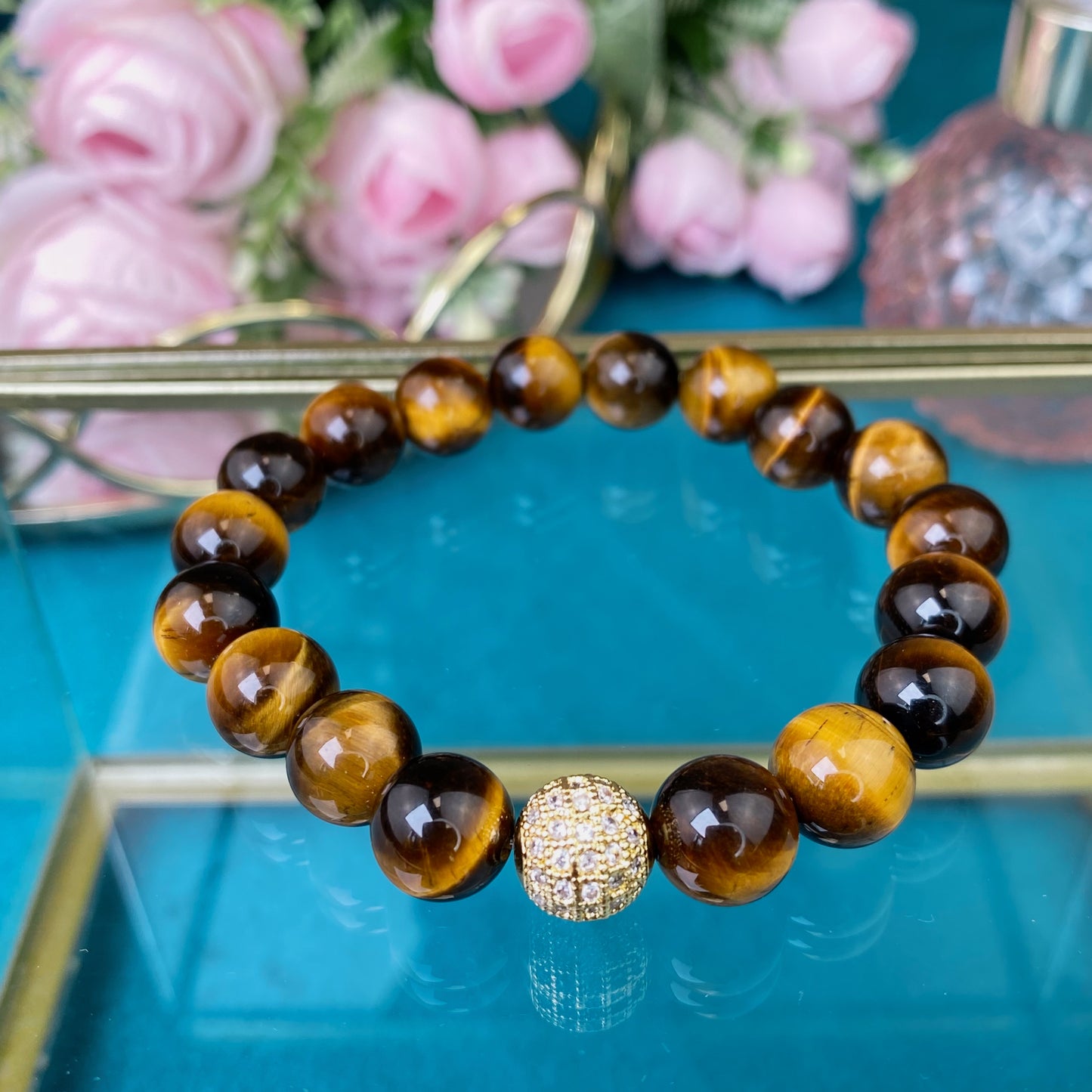 Tiger Eye bracelet (Tiger Eye, 10mm. For protection, well-being and health.)