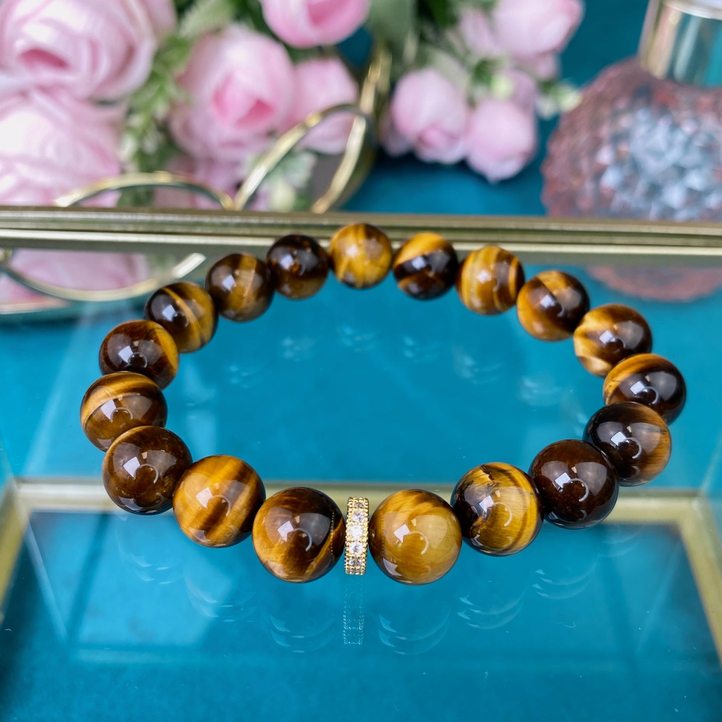Tiger Eye bracelet (Tiger Eye, 10mm. For protection, well-being and health.)