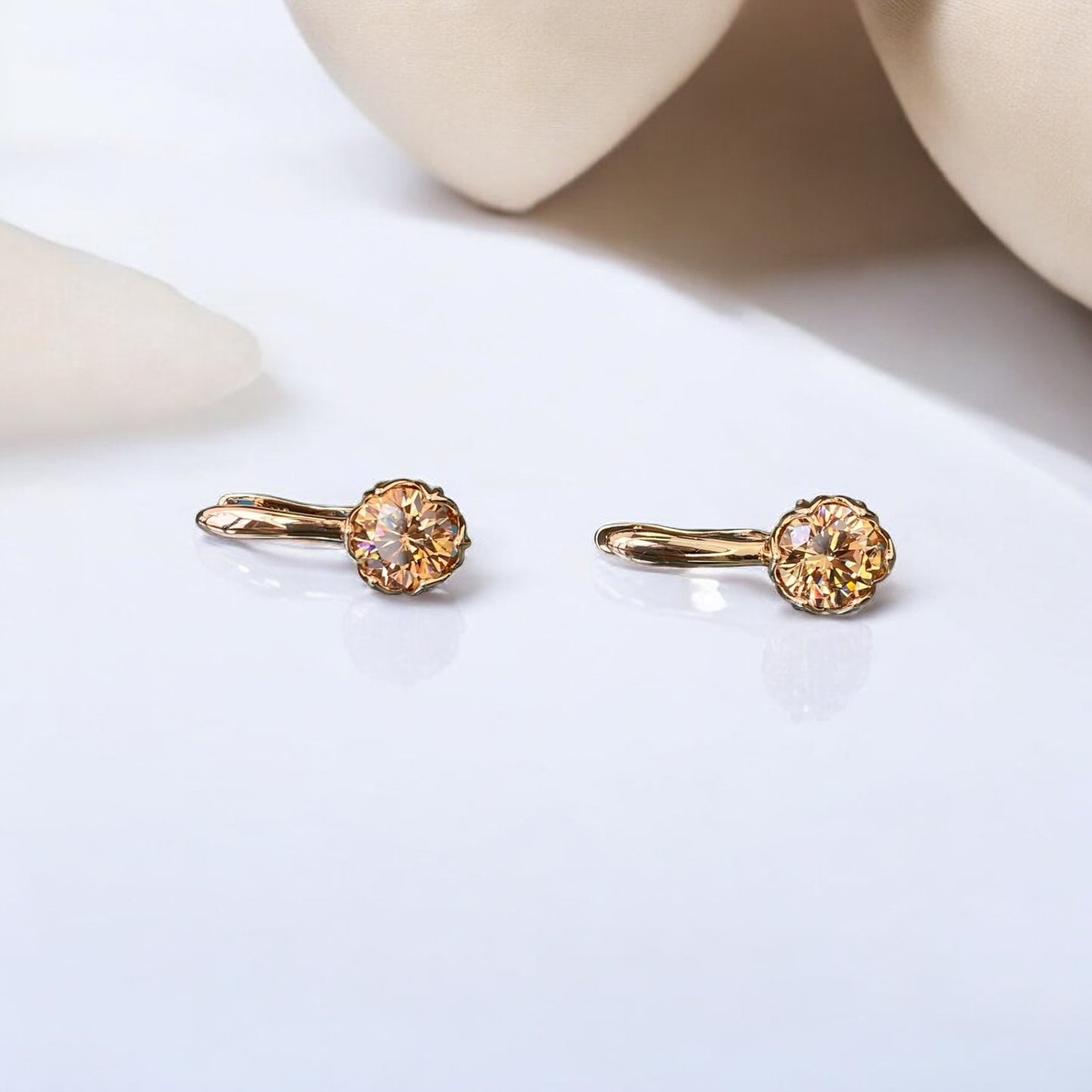 Gold Plated Stainless Steel Earrings with decorative yellow crystal