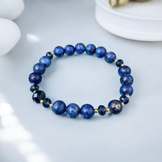 Lazurīta rokassprādze (Lazurīts, 8mm. Iedvesmai, veiksmei un gribasspēkam.)