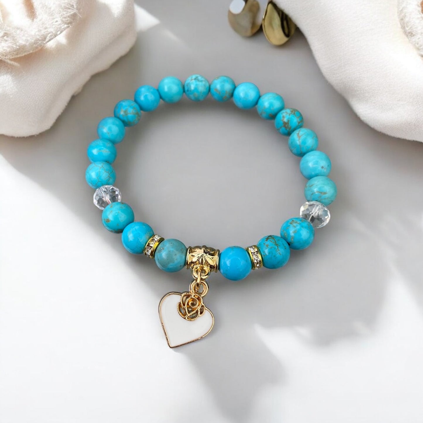 Magnezīta rokassprādze ar dekoratīviem Austrijas kristāliem (Magnezīts 8mm)