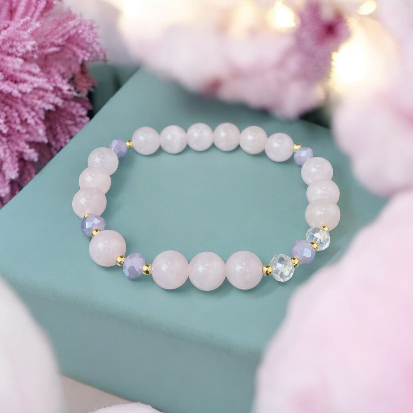 Madagaskaras Rozā Kvarca rokassprādze (Rozā Kvarcs, 8mm. Mīlestībai, skaistumam un veselībai.)