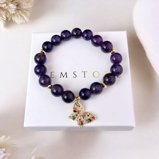 Ametista rokassprādze ar taireņa piekariņu(Ametists,10mm. Veiksmei, harmonijai un aizsardzībai.)