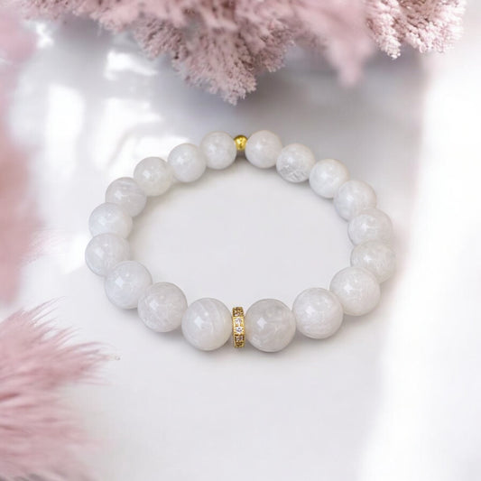 Mēnessakmens rokassprādze (Mēnessakmens, 10mm. Izaugsmei, spēkam un pārliecībai.)