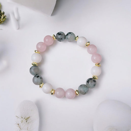 Rozā Kvarca un Kivi Jašmas aproce (Rozā Kvarcs, Kivi Jašma, 10mm)