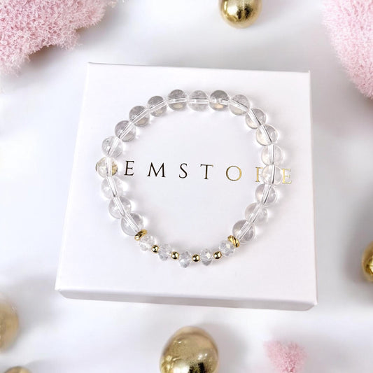 Kalnu Kristāla rokassprādze (Kalnu Kristāls, 8mm. Veselībai, pozitīvai enerģijai un aizsardzībai.)