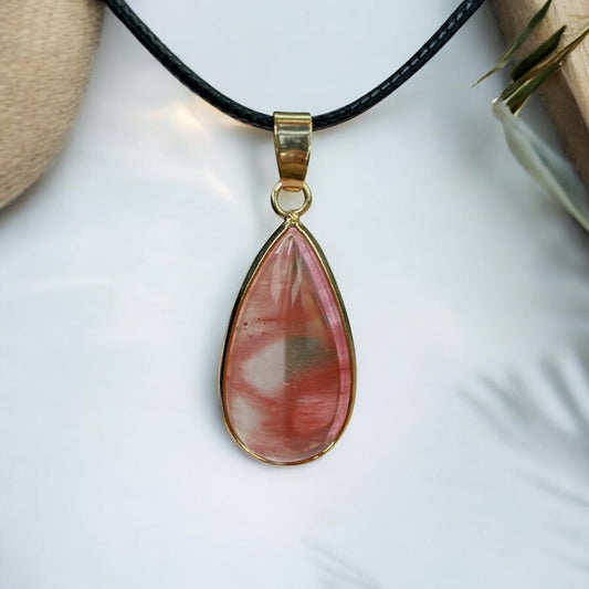 Cherry Quartz Glass pendant (Cherry Quartz is an artificially created crystal)
