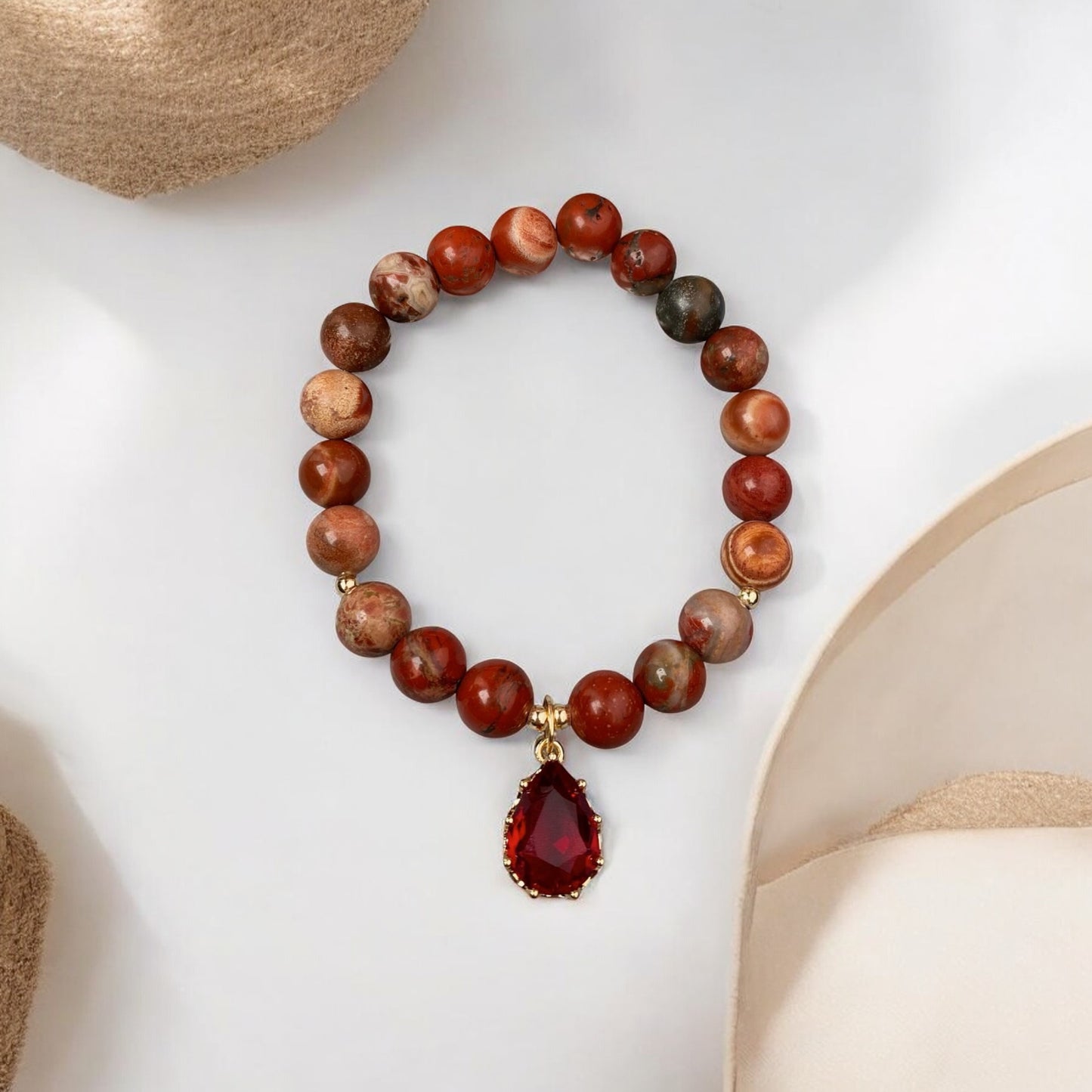 Jasper bracelet with decorative pendant
