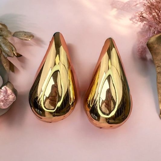 Gold Plated Stainless Steel Teardrop Earrings (size-M)