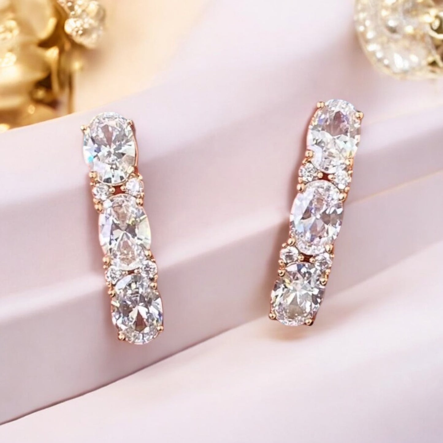 Gold Plated Stainless Steel Earrings with decorative crystals