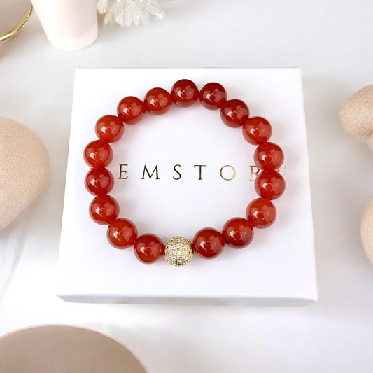 Karneola rokassprādze (Karneols/Serdoliks, 10mm. Mīlestībai, veselībai un karjerai.)