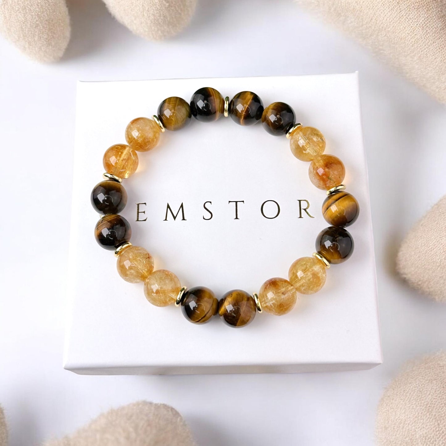 Tīģeracs un Citrīna rokassprādze (Tīģeracs, Citrīns, 10mm. Aizsardzībai, labklājībai un veiksmei.)