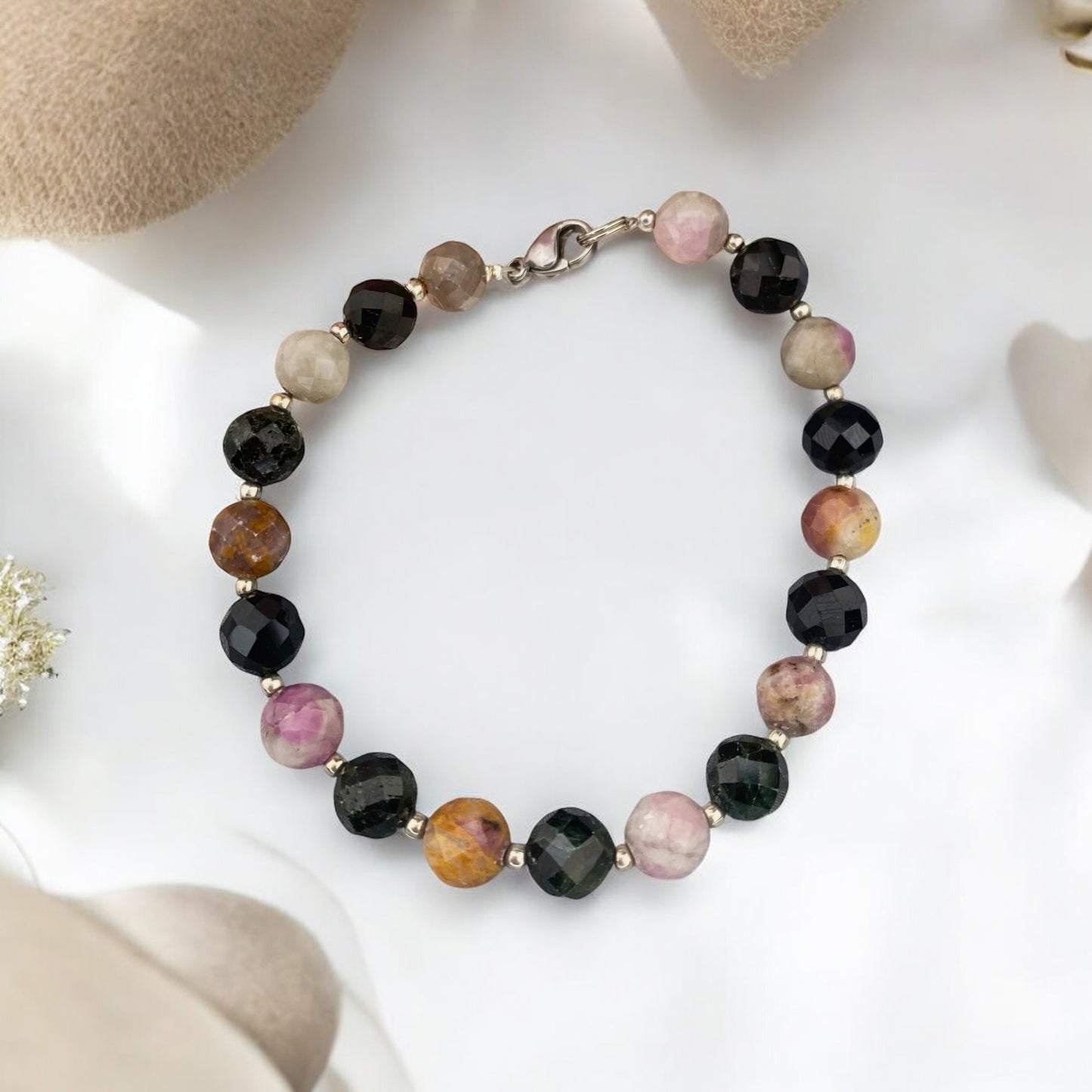 Turmalīna rokassprādze (Turmalīns 8mm, slīpēta forma)