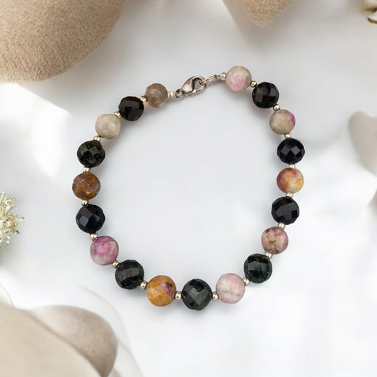 Turmalīna rokassprādze (Turmalīns 8mm, slīpēta forma)