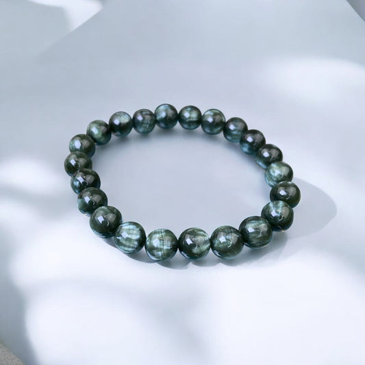 Serafinīta rokassprādze (Serafinīts, 8mm. Aizsardzībai, naudai un harmonijai.)