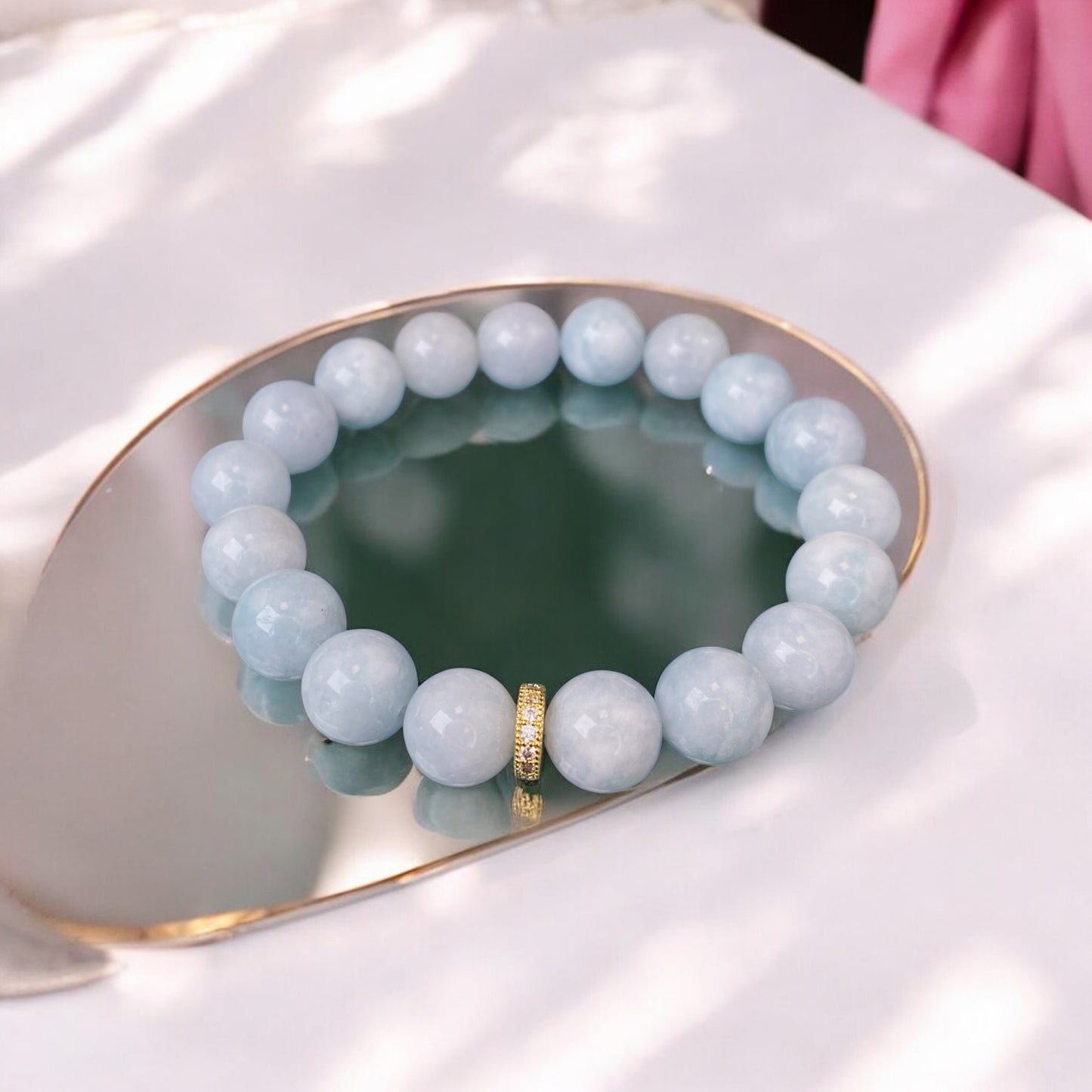 Aquamarine bracelet(Aquamarine 10mm. For courage, stability and self-confidence.)