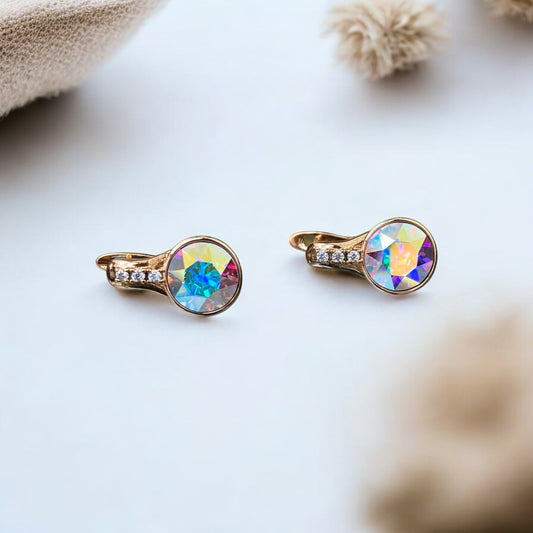 Gold Plated Stainless Steel Earrings with  decorative crystals