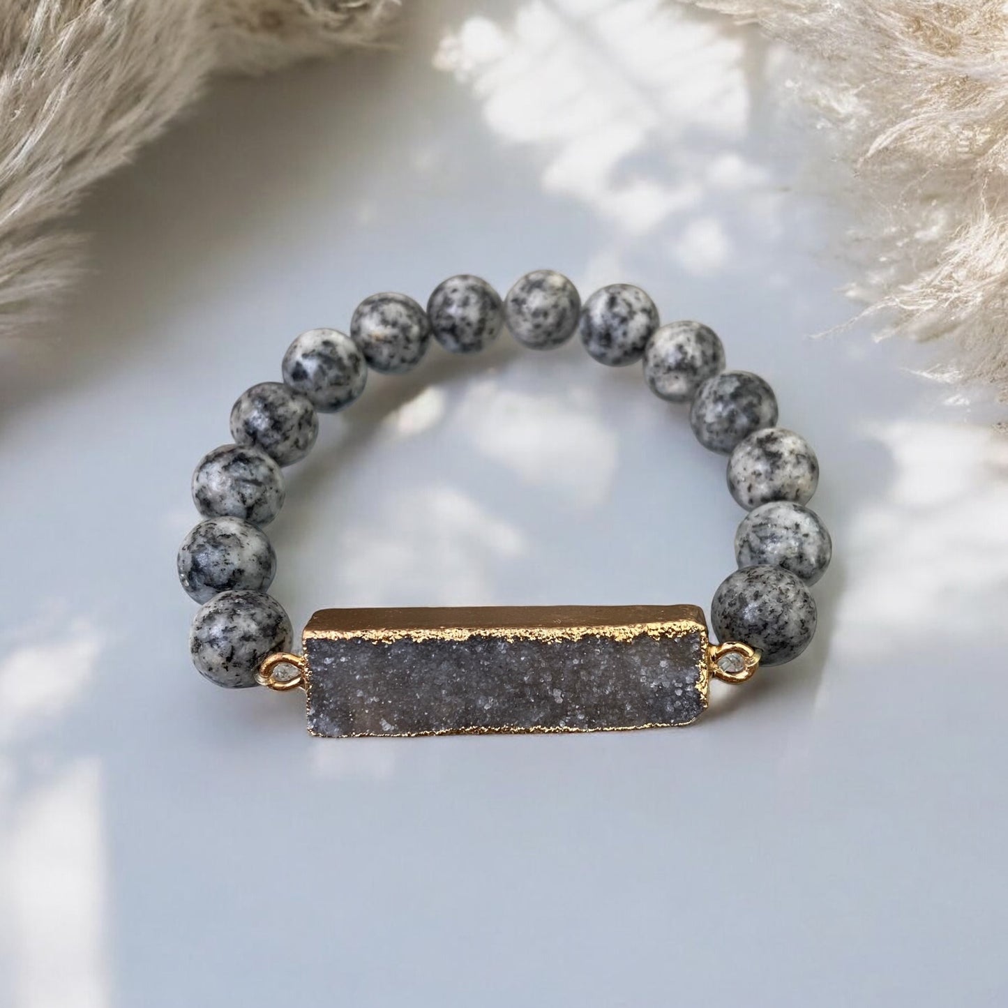 Kvarca rokassprādze ar drūzu (Kvarcs 10mm)