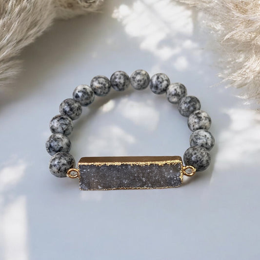 Kvarca rokassprādze ar drūzu (Kvarcs 10mm)