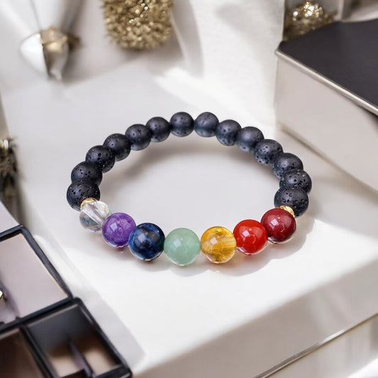 7 čakru rokassprādze ar Lavu (Lava, 8mm)