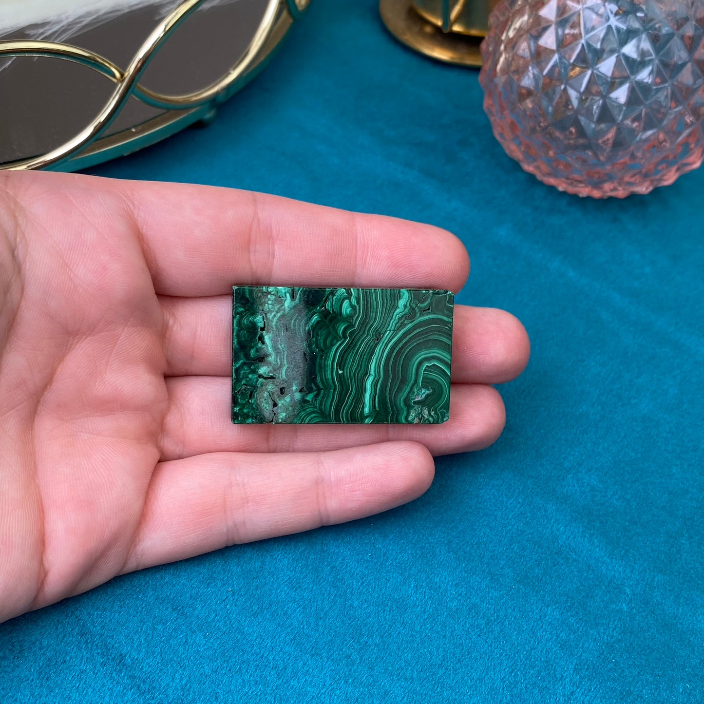 Natural polished Malachite plate 29g.