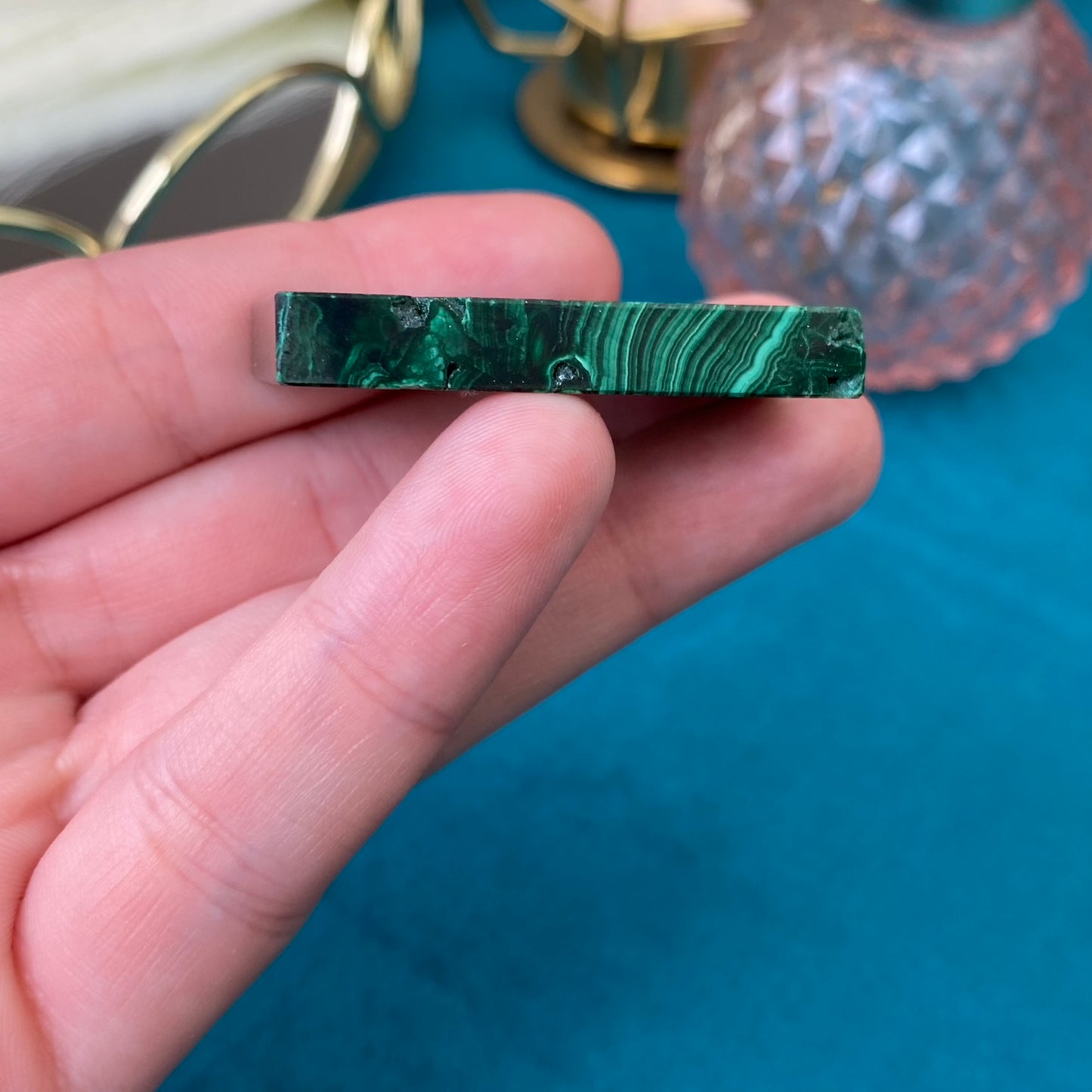 Natural polished Malachite plate 29g.