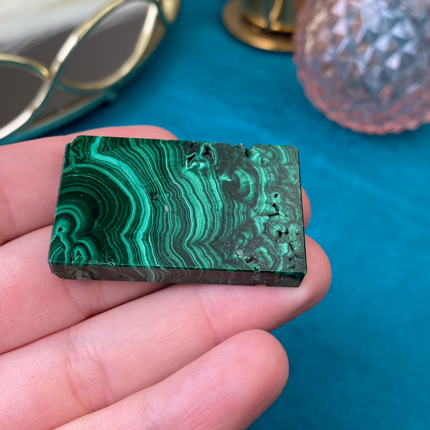 Natural polished Malachite plate 29g.