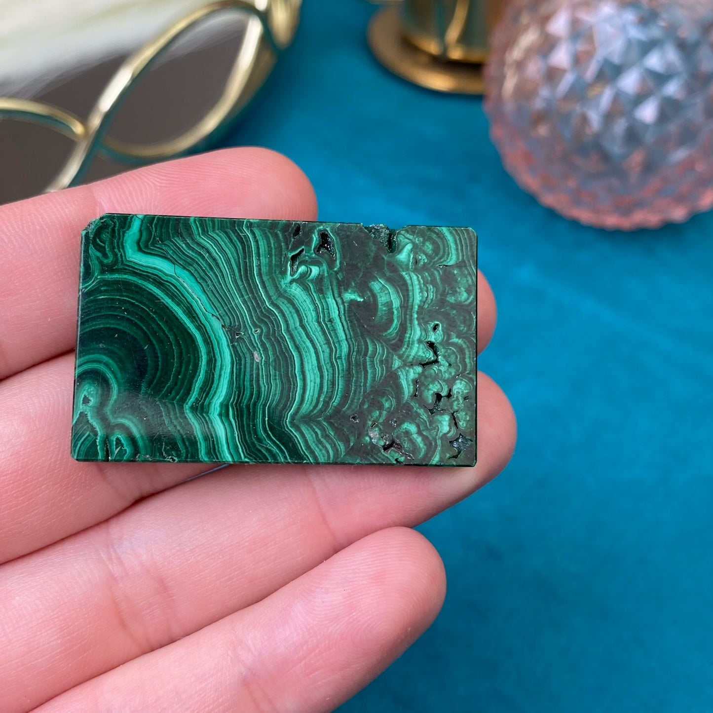 Natural polished Malachite plate 29g.