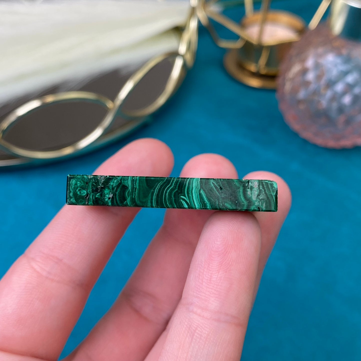 Natural polished Malachite plate 29g.