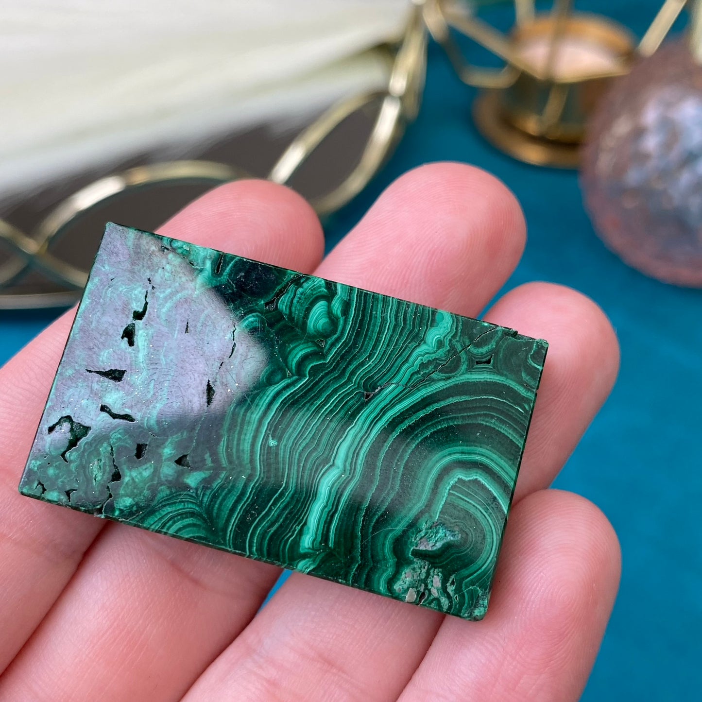 Natural polished Malachite plate 29g.