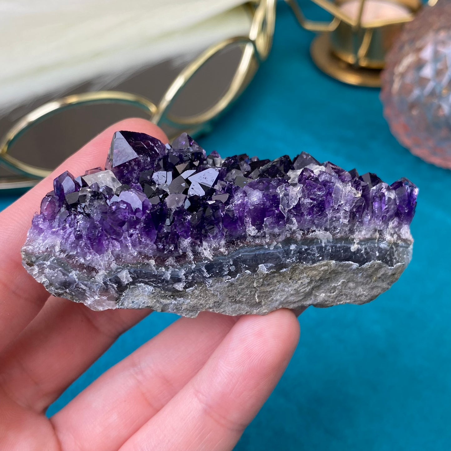 Natural raw Amethyst druse/cluster with Calcite (High Quality,Uruguay,73g.)