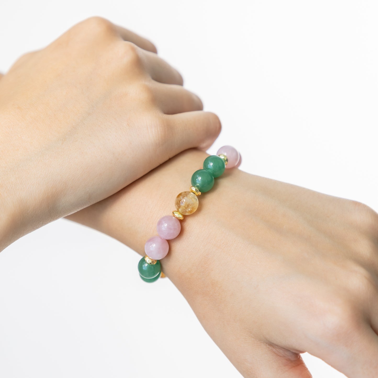 Madagascar Rose Quartz bracelet with Aventurine and Citrine (Rose Quartz, Aventurine, Citrine, 10mm.For love, money and luck)