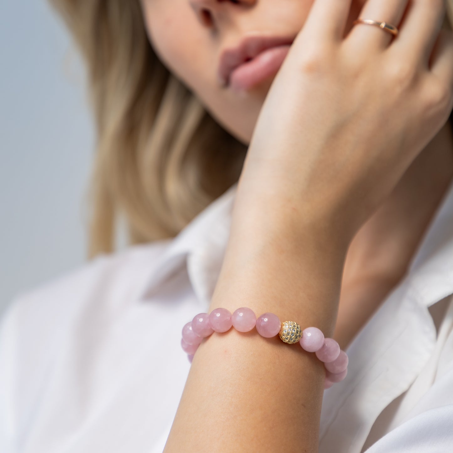 Madagascar Rose Quartz bracelet (Madagascar Rose Quartz, 10mm. For love, beauty and health)