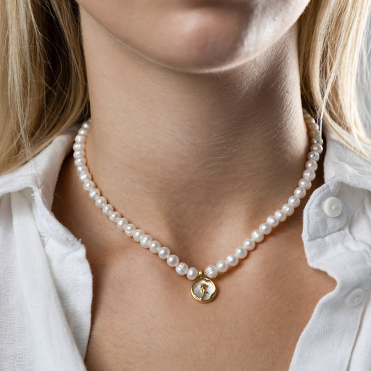 River Pearls necklace with decorative pendant (adjustable length 36cm+5cm)