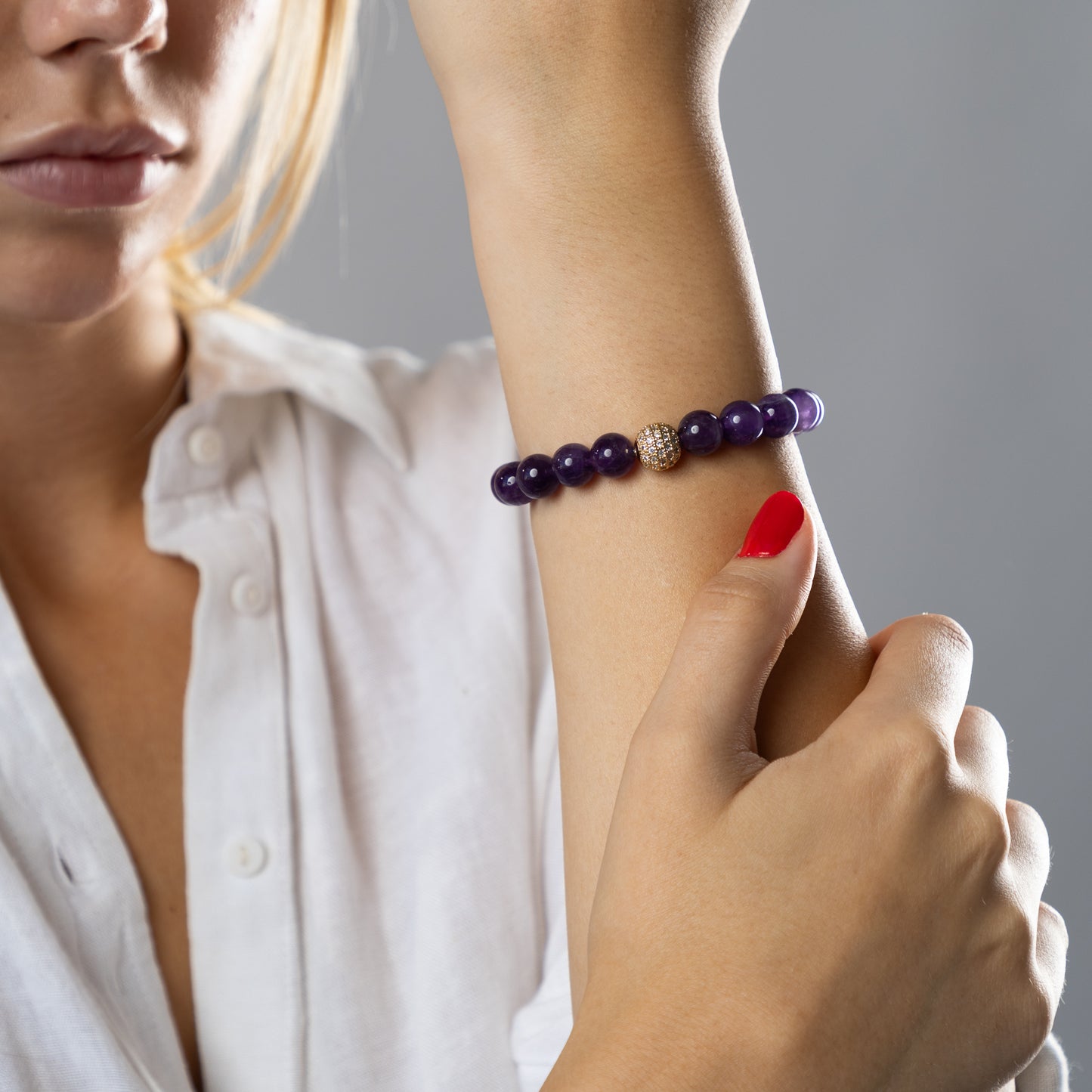 Amethyst bracelet (Amethyst, 10mm.For love, harmony and balance.)