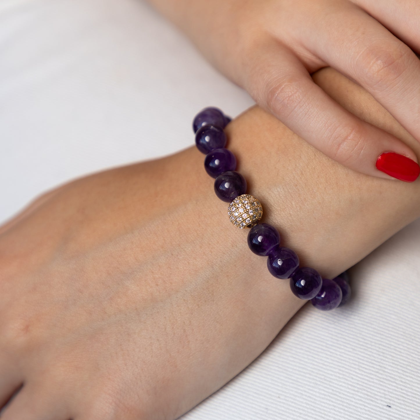 Amethyst bracelet (Amethyst, 10mm.For love, harmony and balance.)