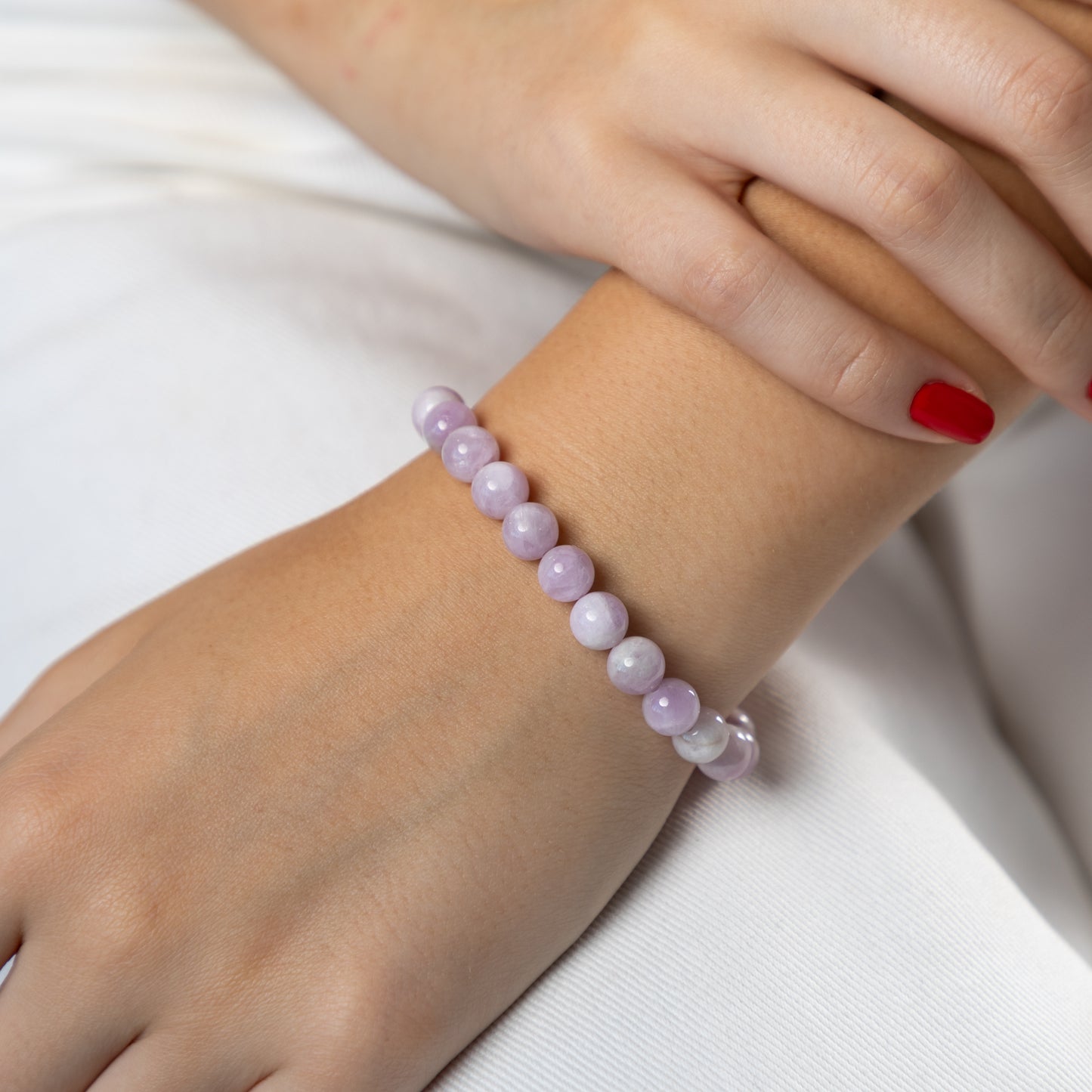 Kunzite bracelet (Kunzite, 8mm. For feminine energy, confidence and strength.)