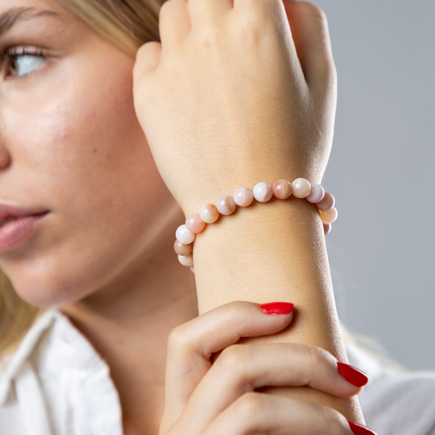 Pink Opal bracelet (Opal, 9mm. For love, family and creativity.)