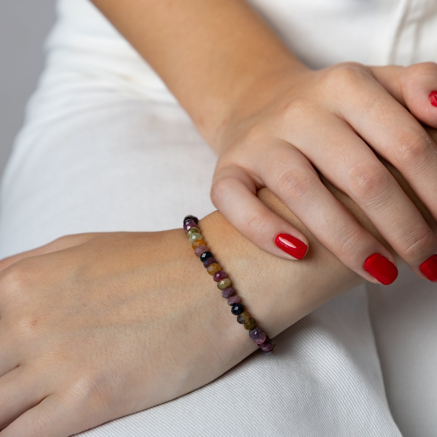 Tourmaline bracelet (Tourmaline, polished shape,4x 6mm. For beauty, health and love.)