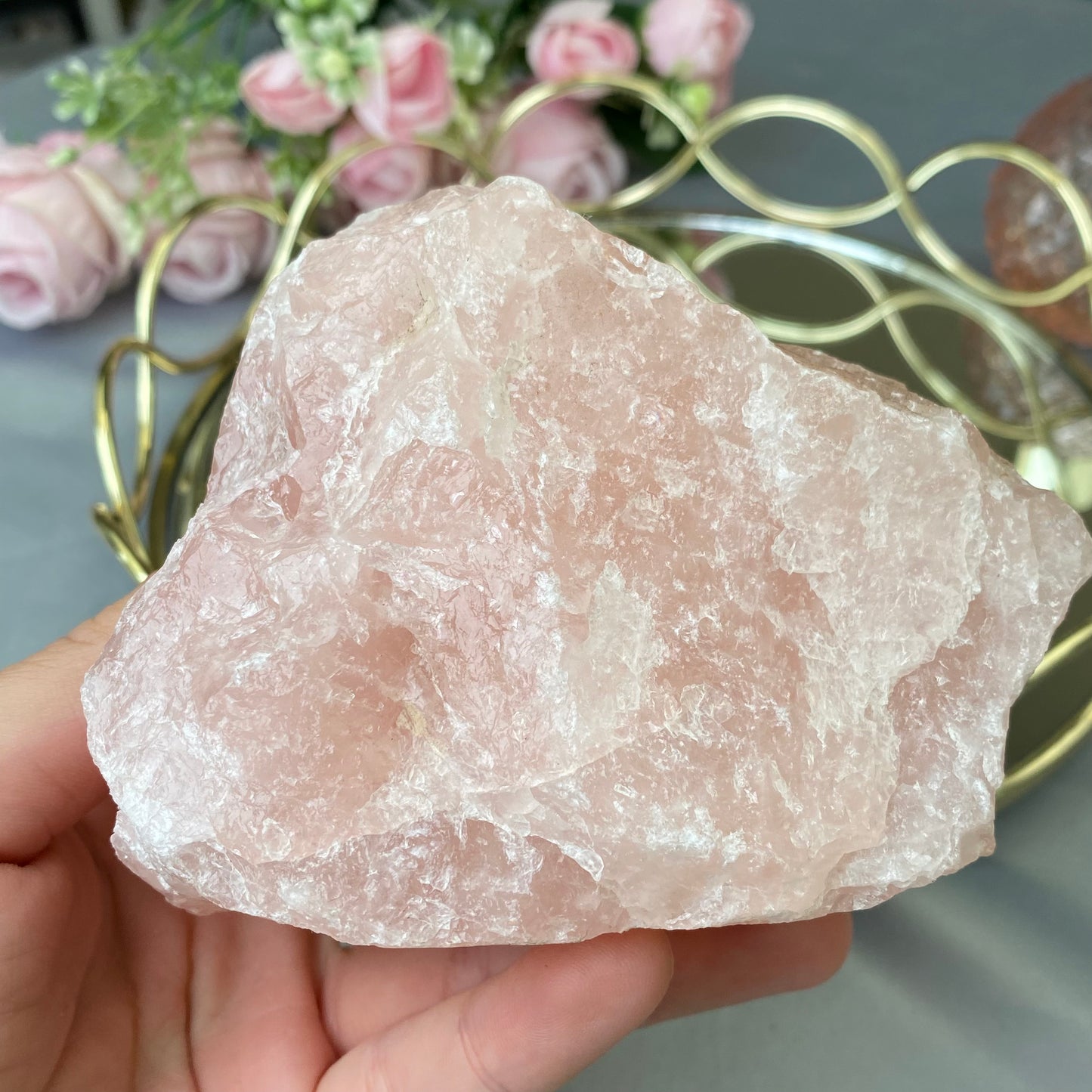 Natural raw  Rose Quartz 812g.