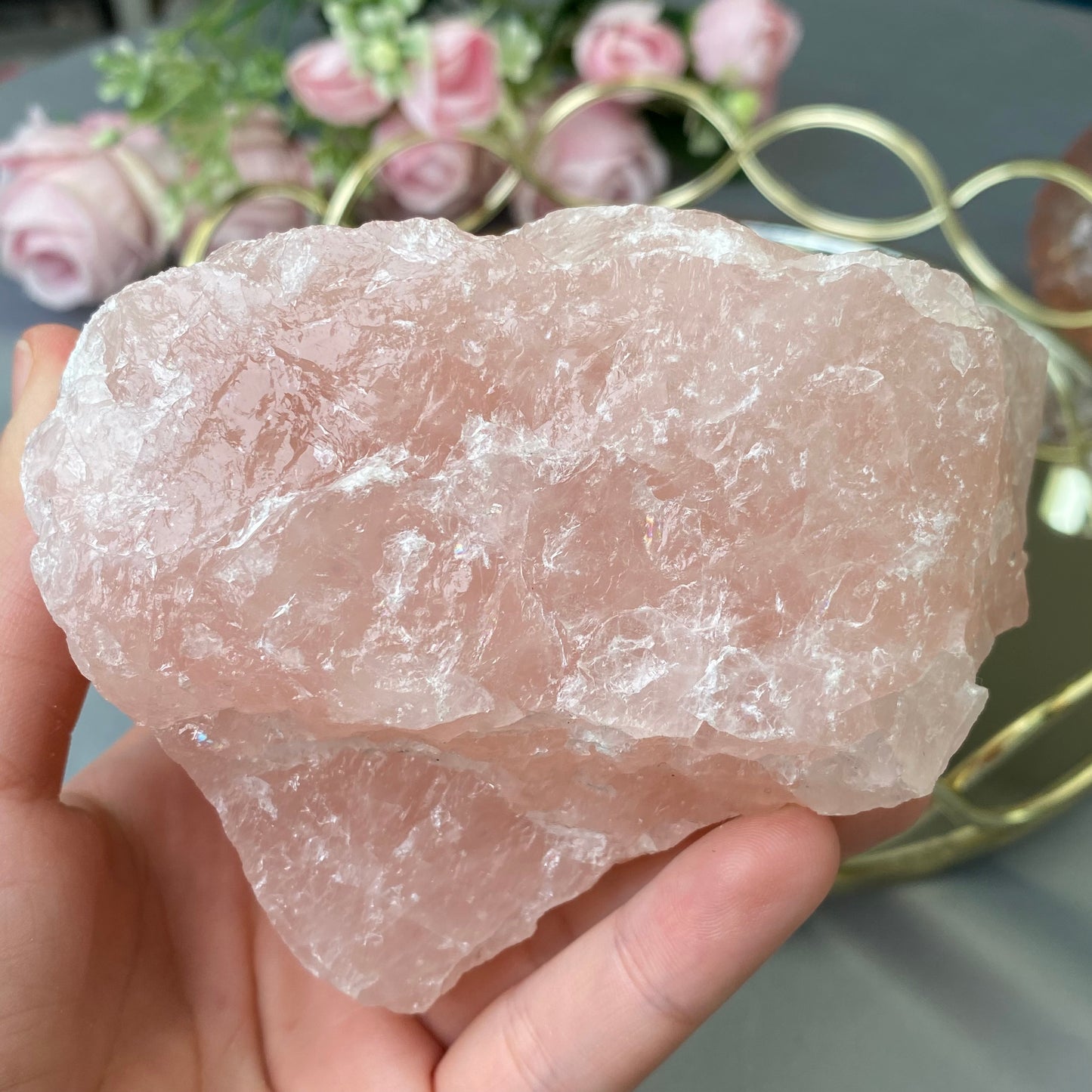 Natural raw  Rose Quartz 812g.