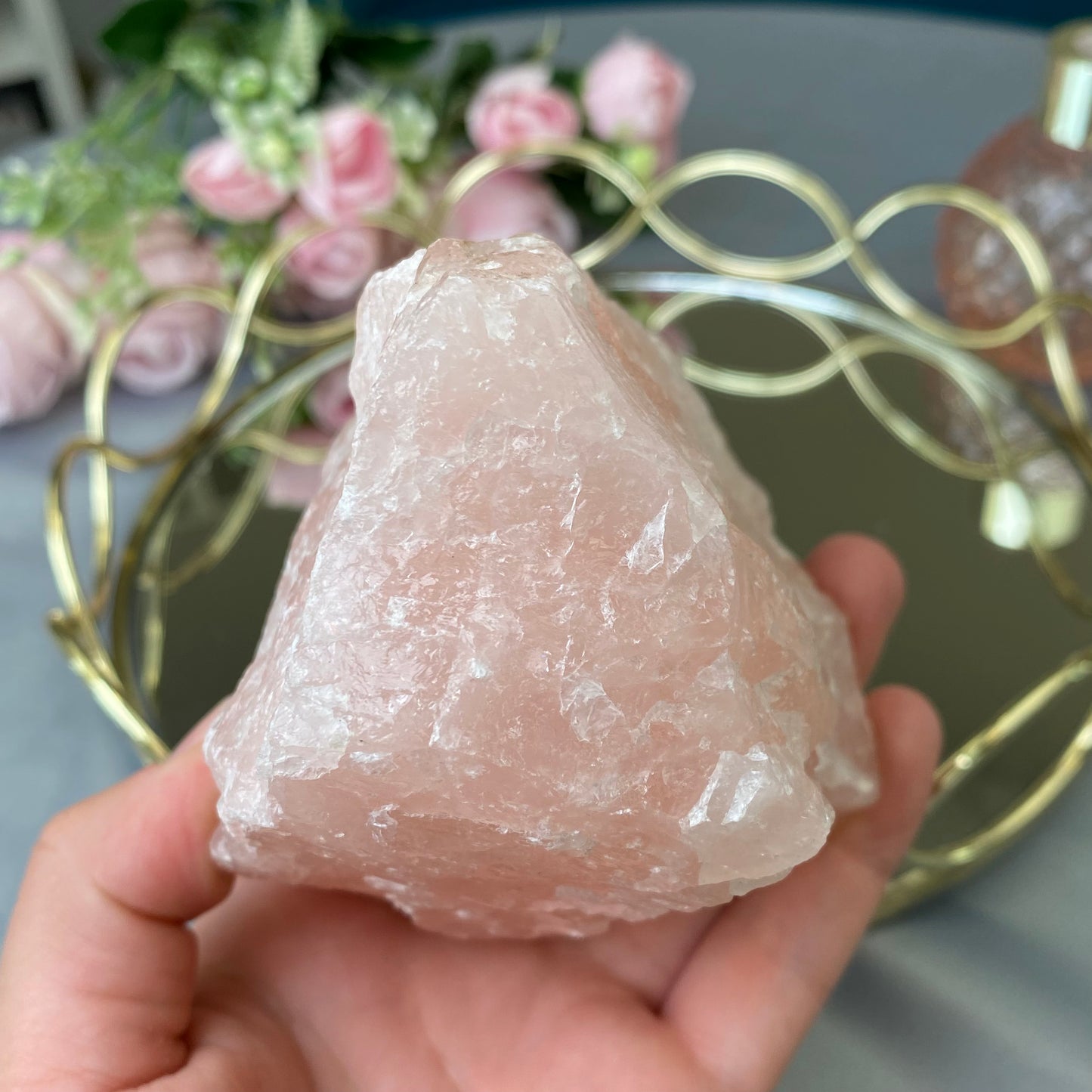 Natural raw  Rose Quartz 812g.