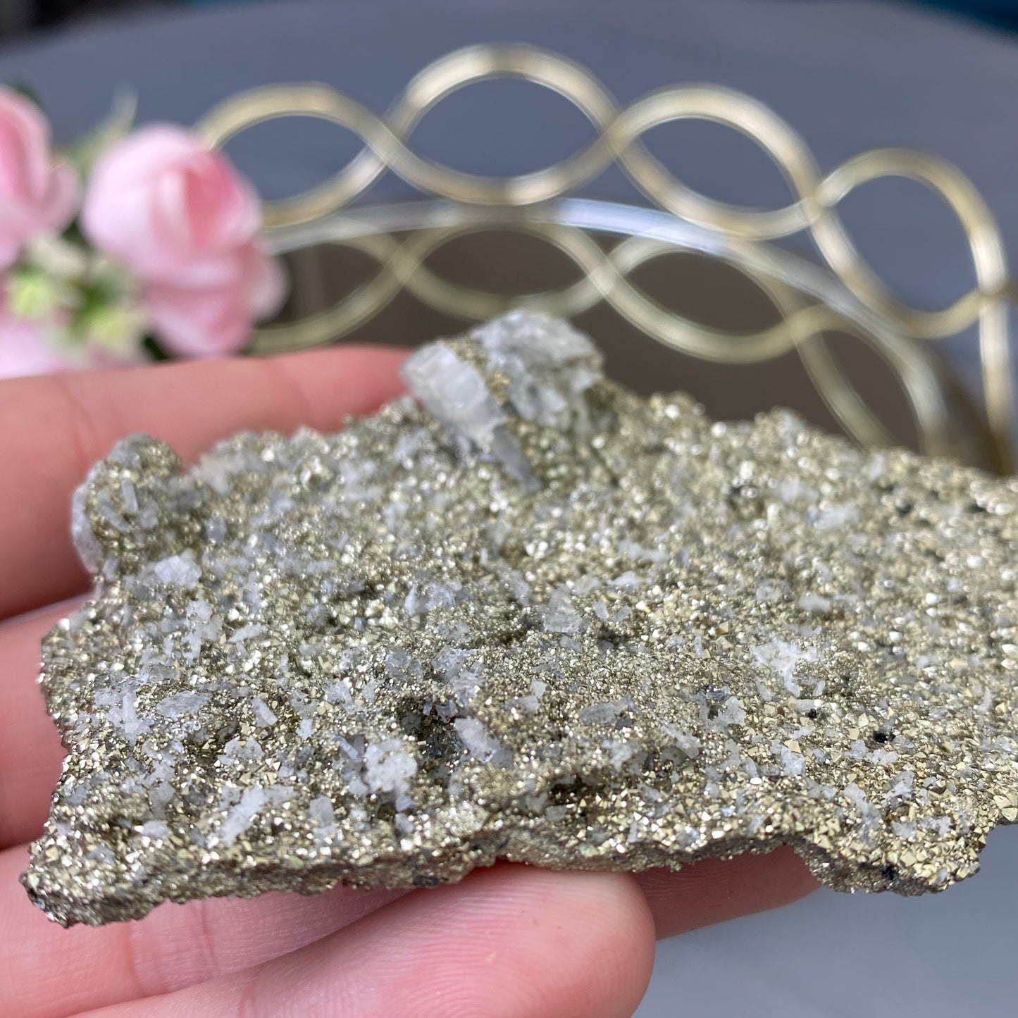 Natural Pyrite with Quartz druse 78g.