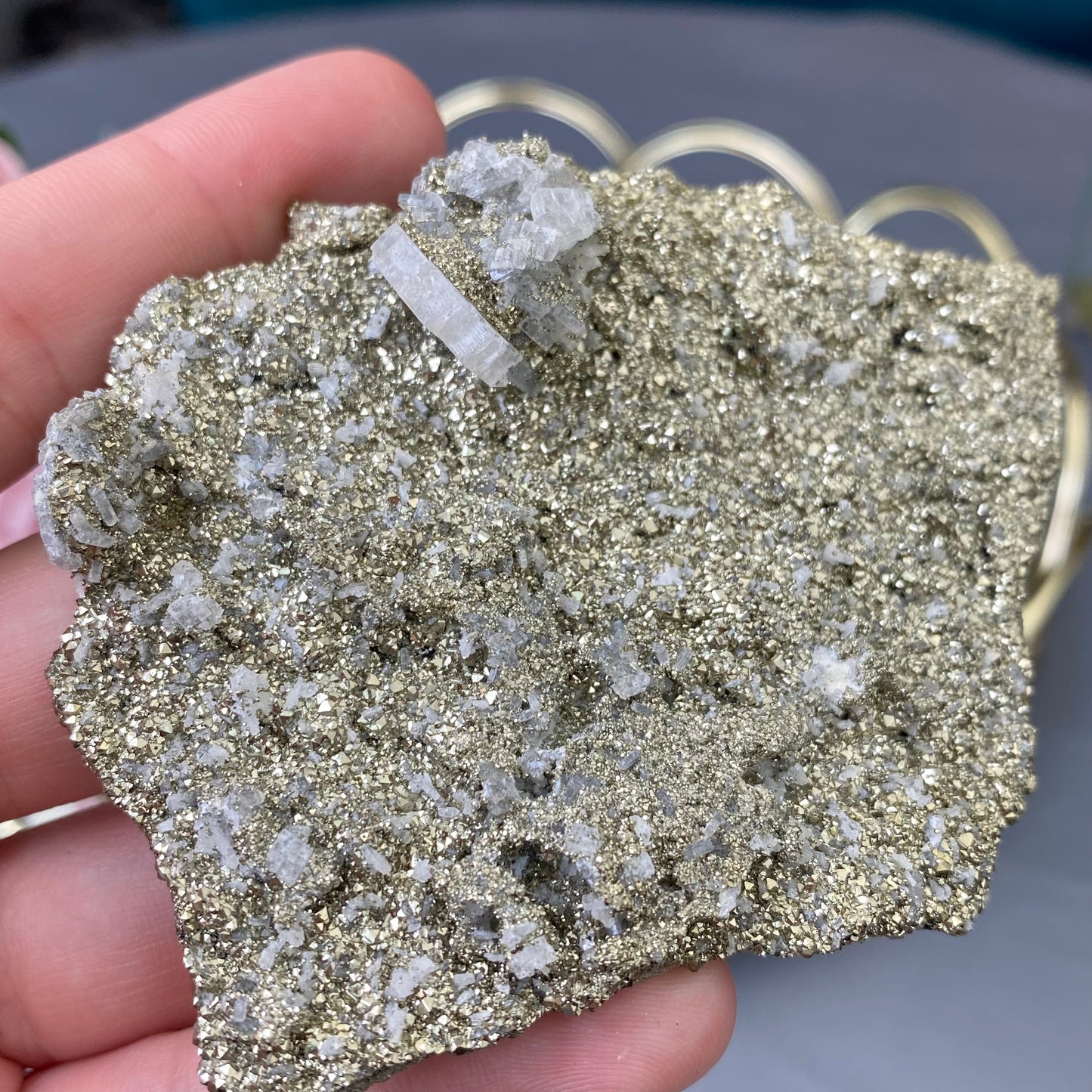 Natural Pyrite with Quartz druse 78g.