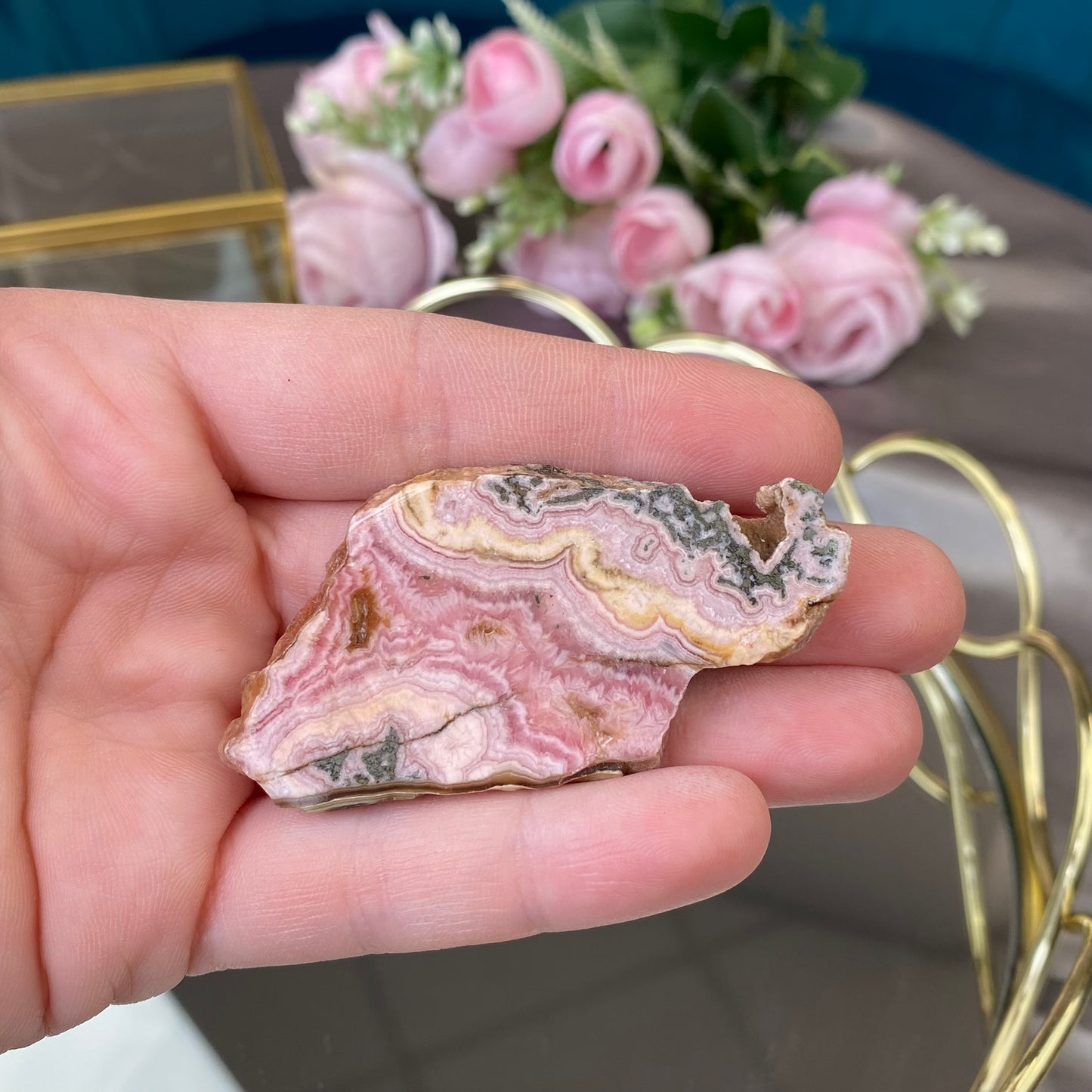 Natural polished Rhodochrosite plate 30g.