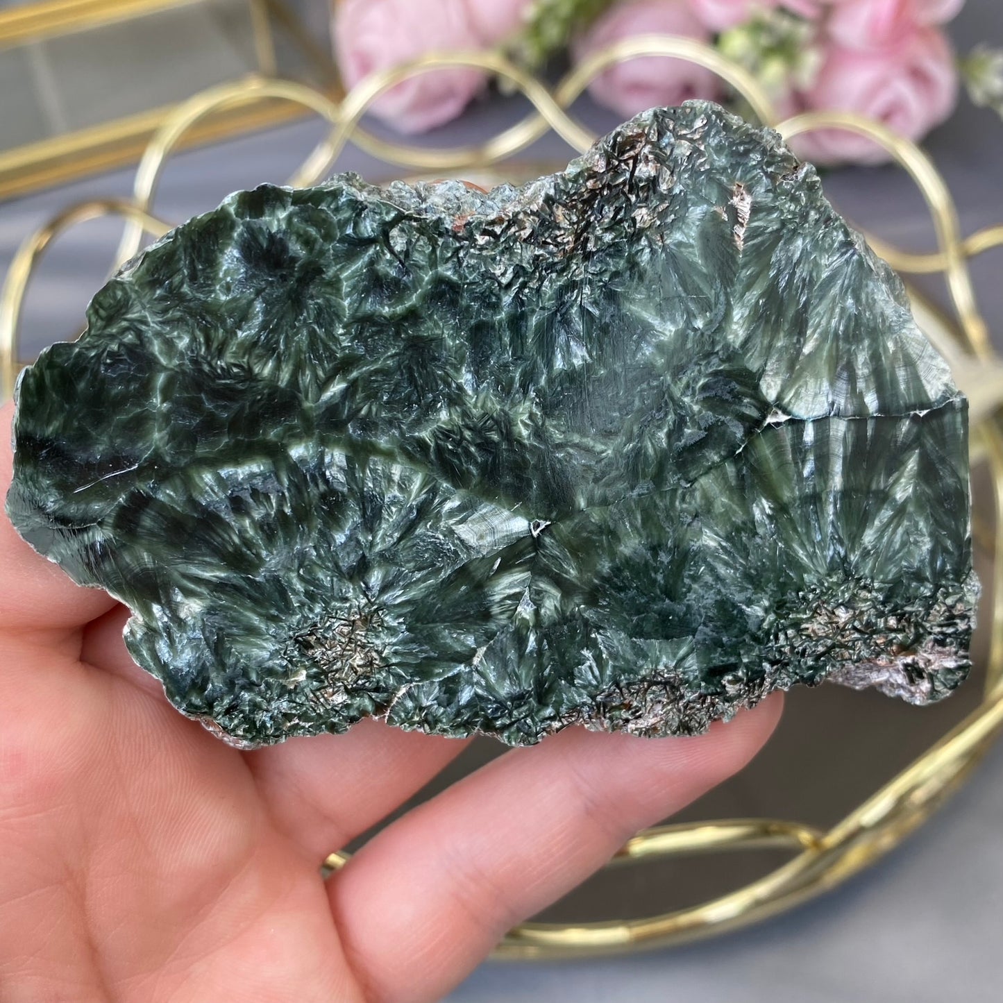 Natural  polished Seraphinite plate 68g.