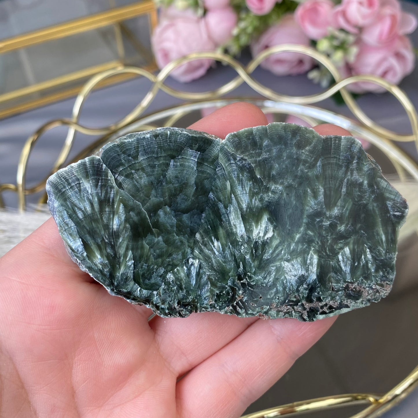 Natural polished Seraphinite plate 63g.