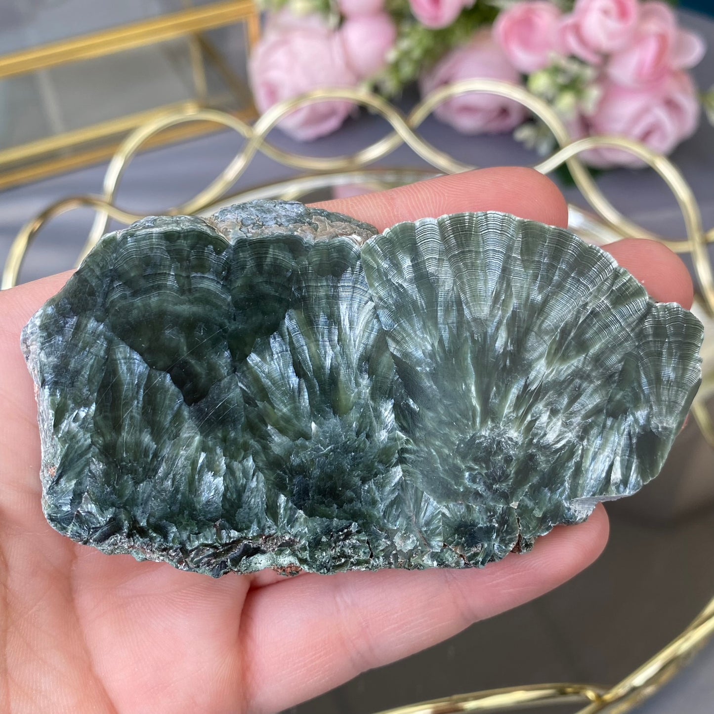 Natural polished Seraphinite plate 63g.